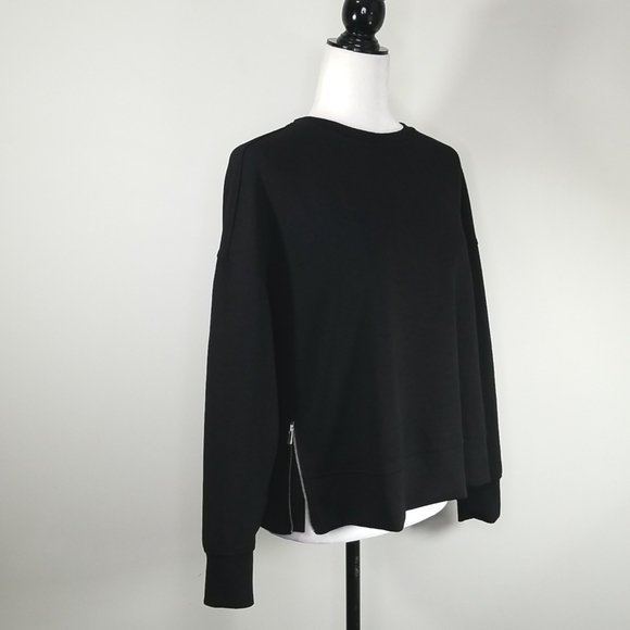 Banana Republic Women's Sweatshirt Size S Petite Scuba-Knit Side-Zip Black - Picture 3 of 7